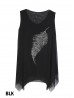 Feather Rhinestone Chiffon Tops